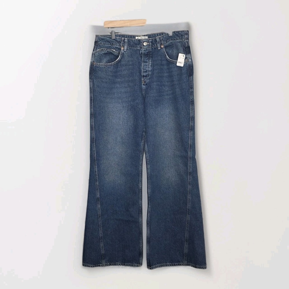 Free People We The Free Expert Advice Flare Jeans Seabrushed Sz 32 Denim Button